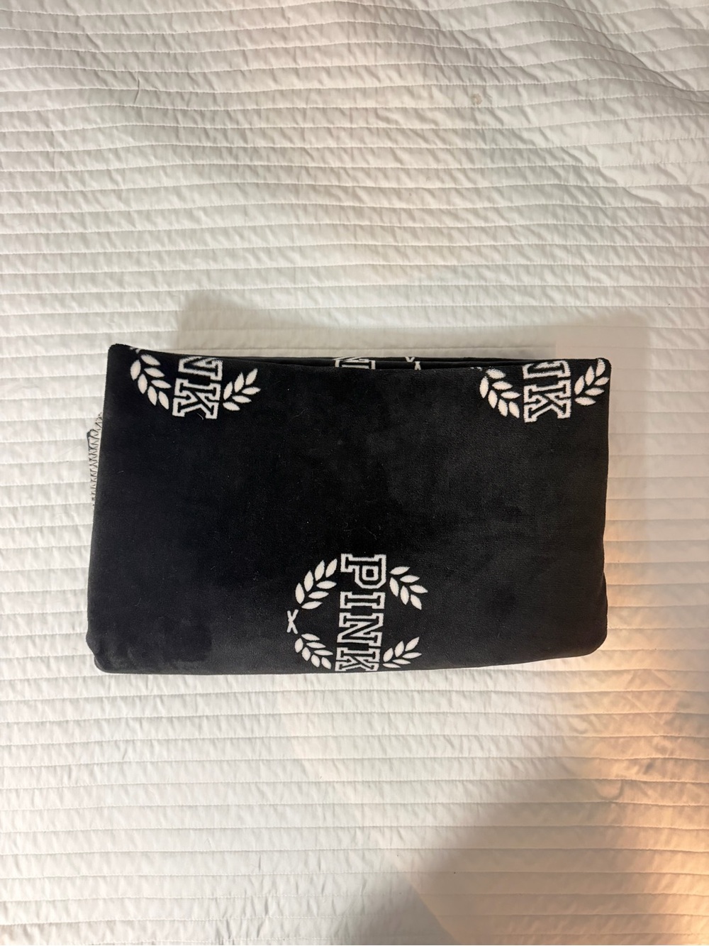 PINK Victoria's Secret Black Velvet logo blanket